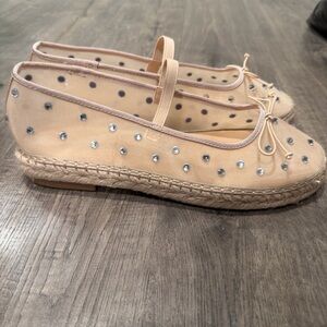 Madden Girl Beige Flats with Rhinestone Accents